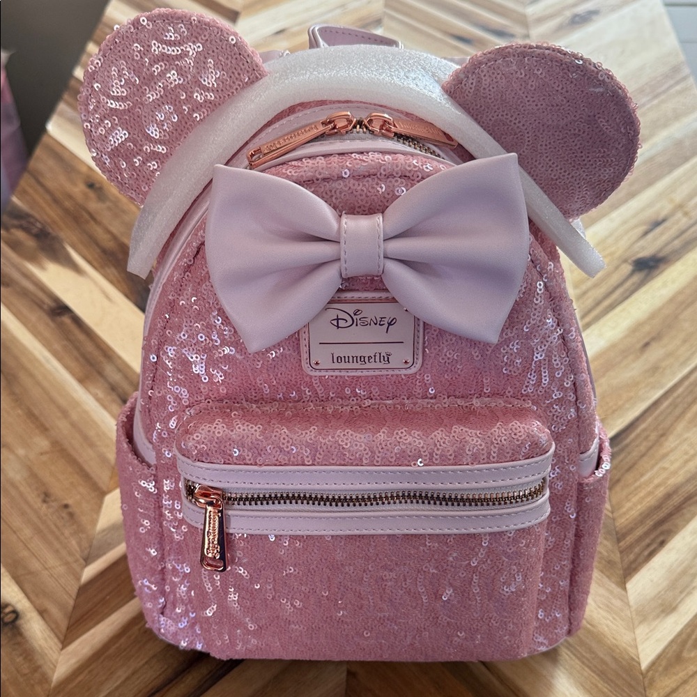 Loungefly Disney Pink Sequin Bow Backpack